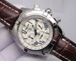 Breitling Knock Off Chronomat B01 White w/ Brown Leather Strap Design Watch
